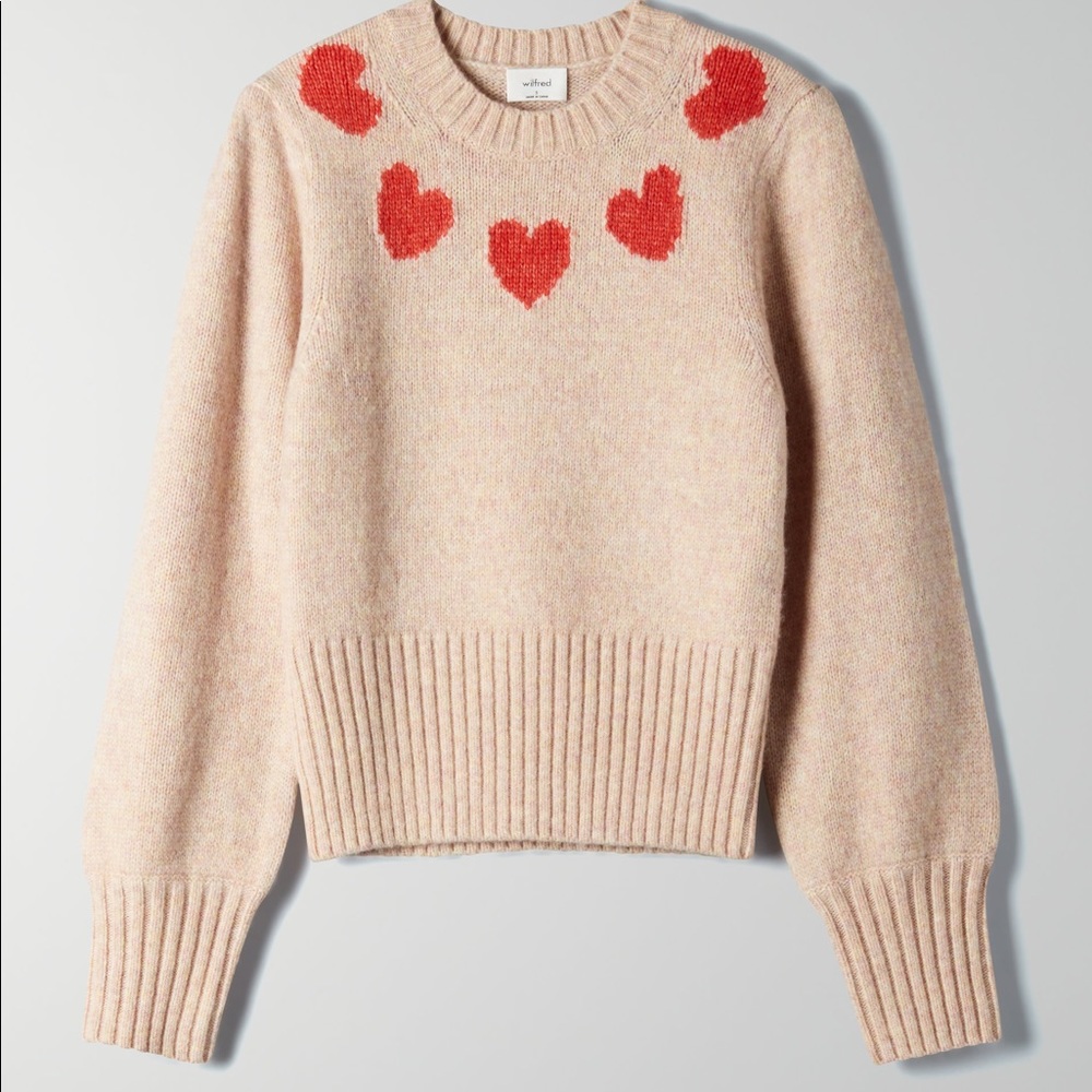 Aritzia Wilfred heart collar sweater